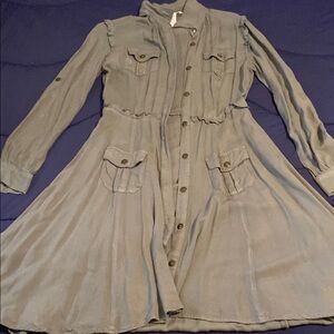 Stylish Gray Button-Up Dress